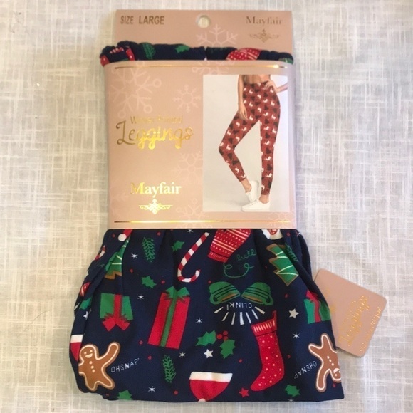 Brand New Mayfair Christmas Winter Print Leggings - Picture 1 of 5